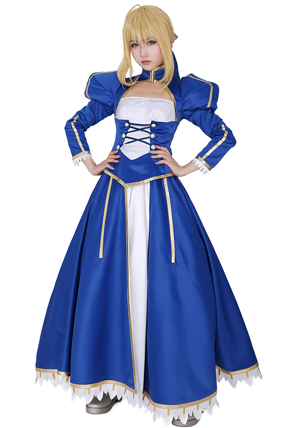 Fate ブルー セイバー コスプレ コスチューム ドレス