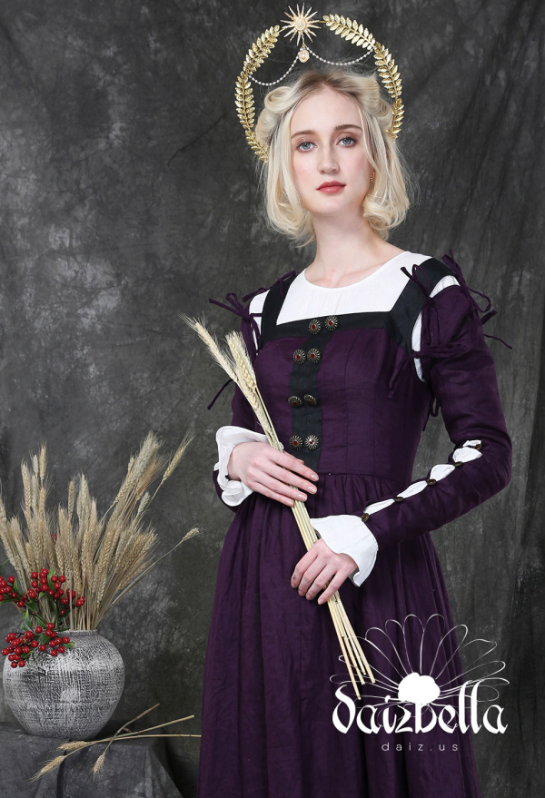 聖なる中世のドレス ルネサンスの衣装 販売のためのナチュラルリネンドレス