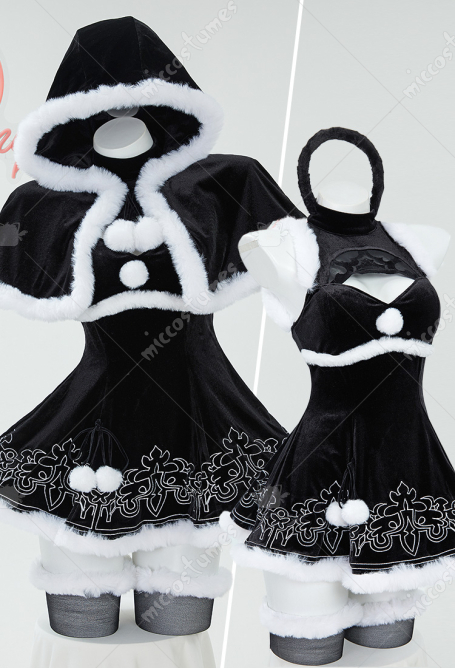 ニーア オートマタ 2B 同人 コスプレ クリスマス ドレス 黒色