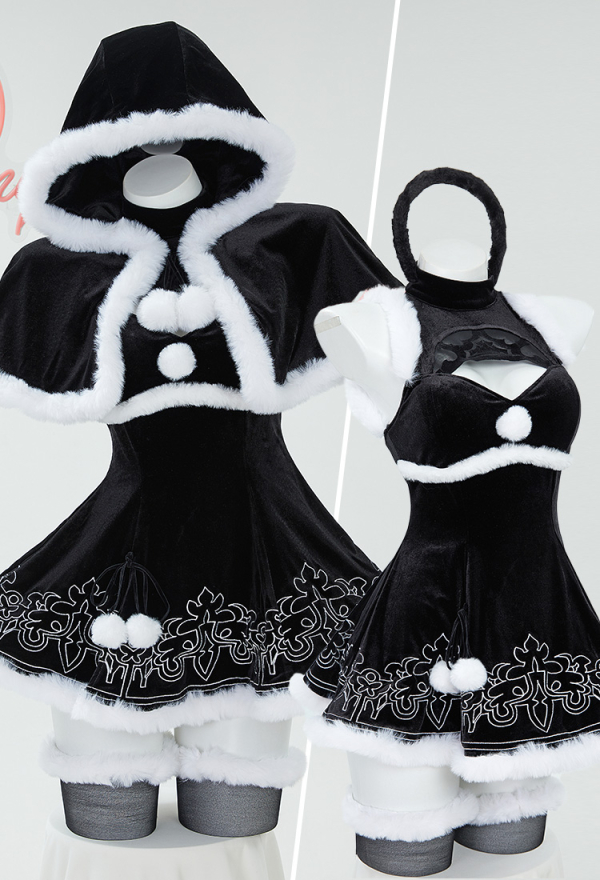 ニーア オートマタ 2B 同人 コスプレ クリスマス ドレス 黒色